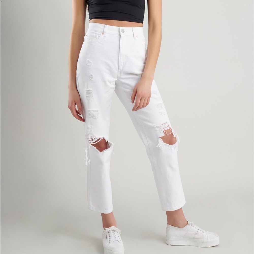 Straight Ripped White Jeans